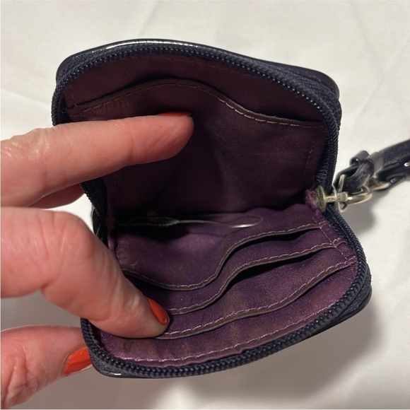 COACH Poppy Tartan purple plaid wristlet purple pink - Picture 8 of 11